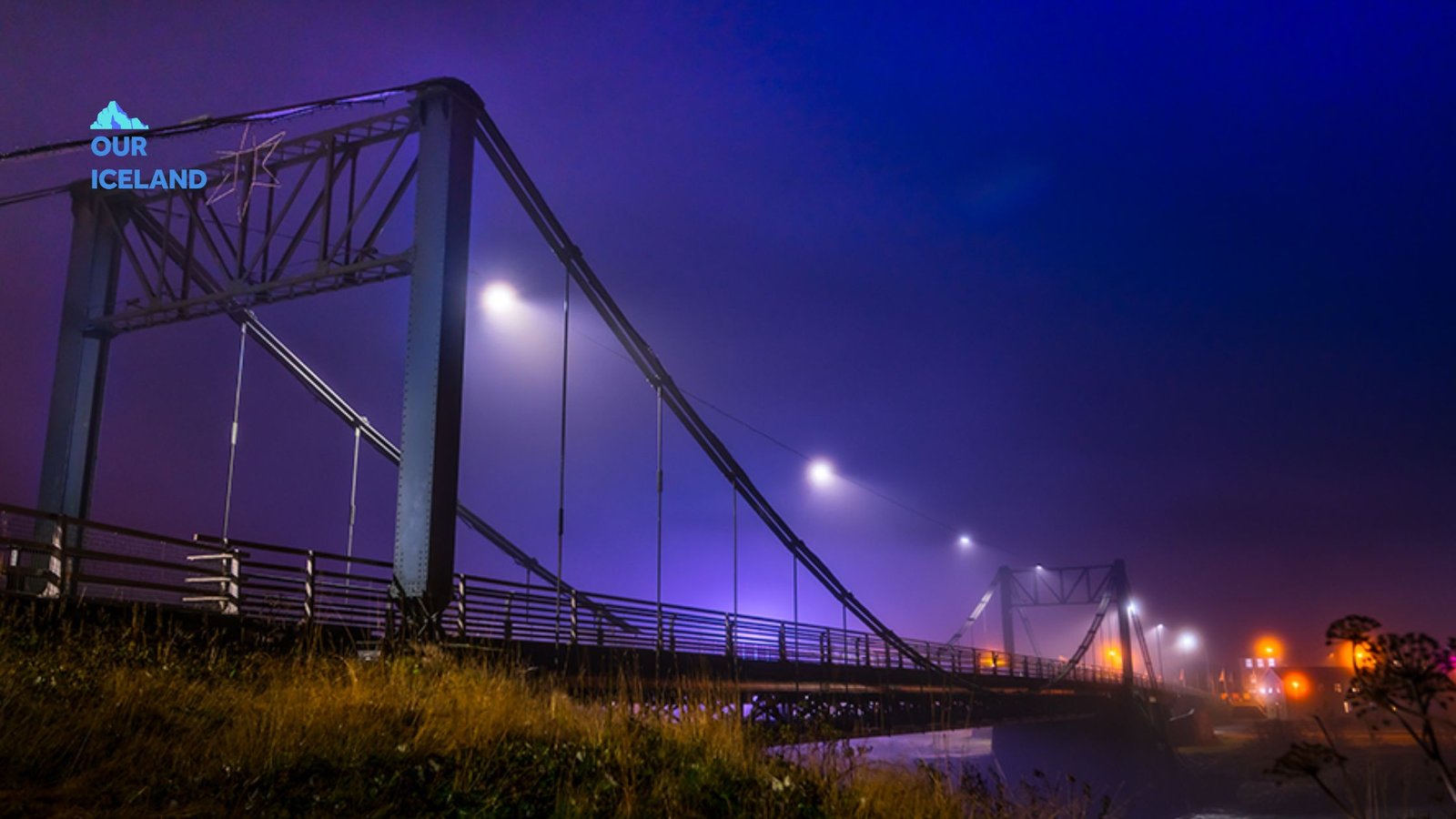 Selfoss Bridge at night